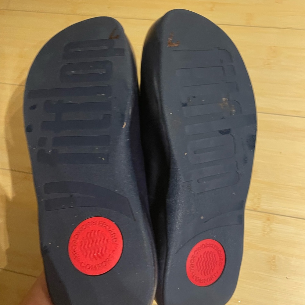 Fitflop Navy Leather Slip-On Mules - Picture 7 of 8